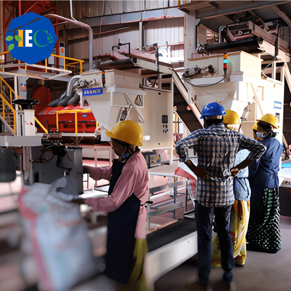 Skilled employees of an Indian exporter use machines to pack various items, including cereals, pulses, dry fruits, fruits, vegetables, and sugar. The employees are shown carefully packaging the items for safe transport and shipment, using expert techniques to ensure that each item is properly sealed and labeled. The image showcases the company's expertise in exporting a wide range of goods from India, highlighting its commitment to quality control and customer satisfaction. With its focus on the use of machines for packing and the wide variety of items being exported, this alt text is SEO-friendly and includes the keyword "Indian exporter."